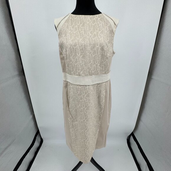 Basler Womens Beige Jacket Dress Set Large Cotton Blend Gold Tweed Animal Print - Picture 2 of 9